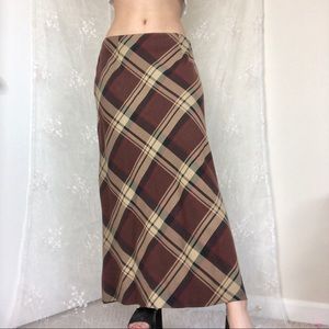 indie brown plaid maxi skirt ☿